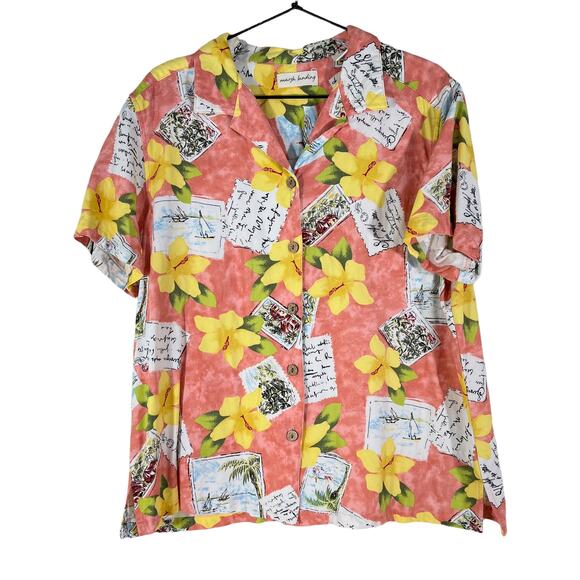 Marsh Landing Mens Hawaiian Shirt Multicolor Floral Short Sleeve XL - Picture 1 of 6
